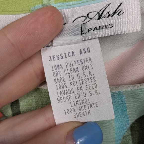 Vintage Jessica Ash Tropical Midi Dress Ruffle Neck Size Small Made in USA - Picture 15 of 15